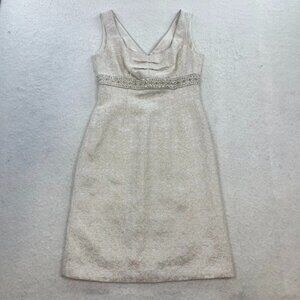 Tahari ASL Beaded Metallic Sheath Dress Size 4